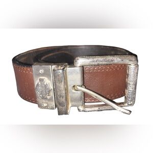 Woman’s Brown Leather Belt with Silver Buckle